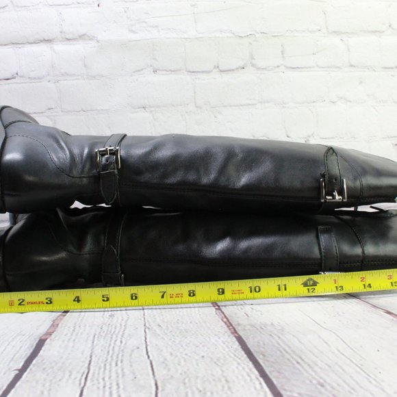 LL Bean Black Leather Side Zipper Knee High Riding Boots Size 9 Medium - Picture 6 of 9
